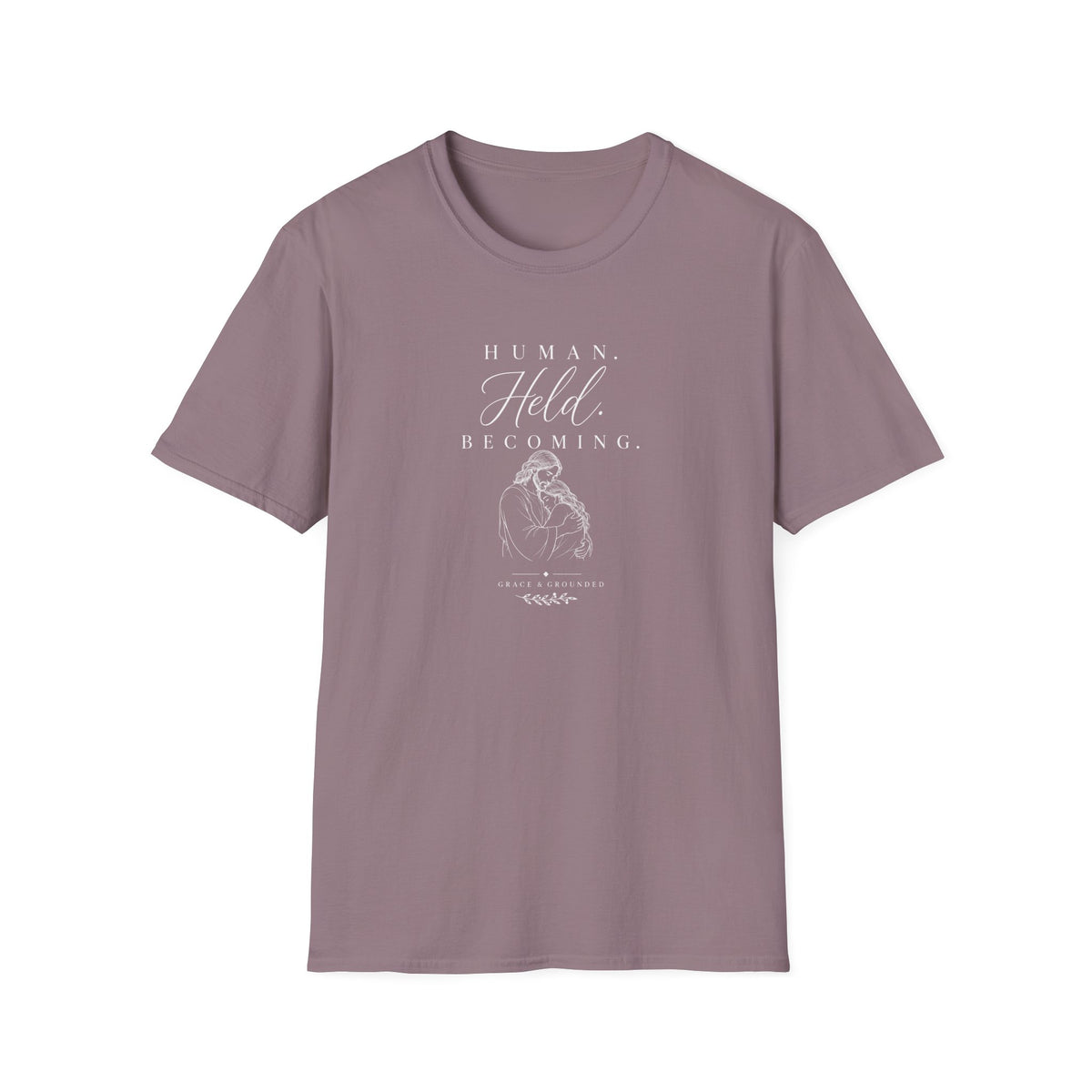 Held by Jesus: White Print T-Shirt