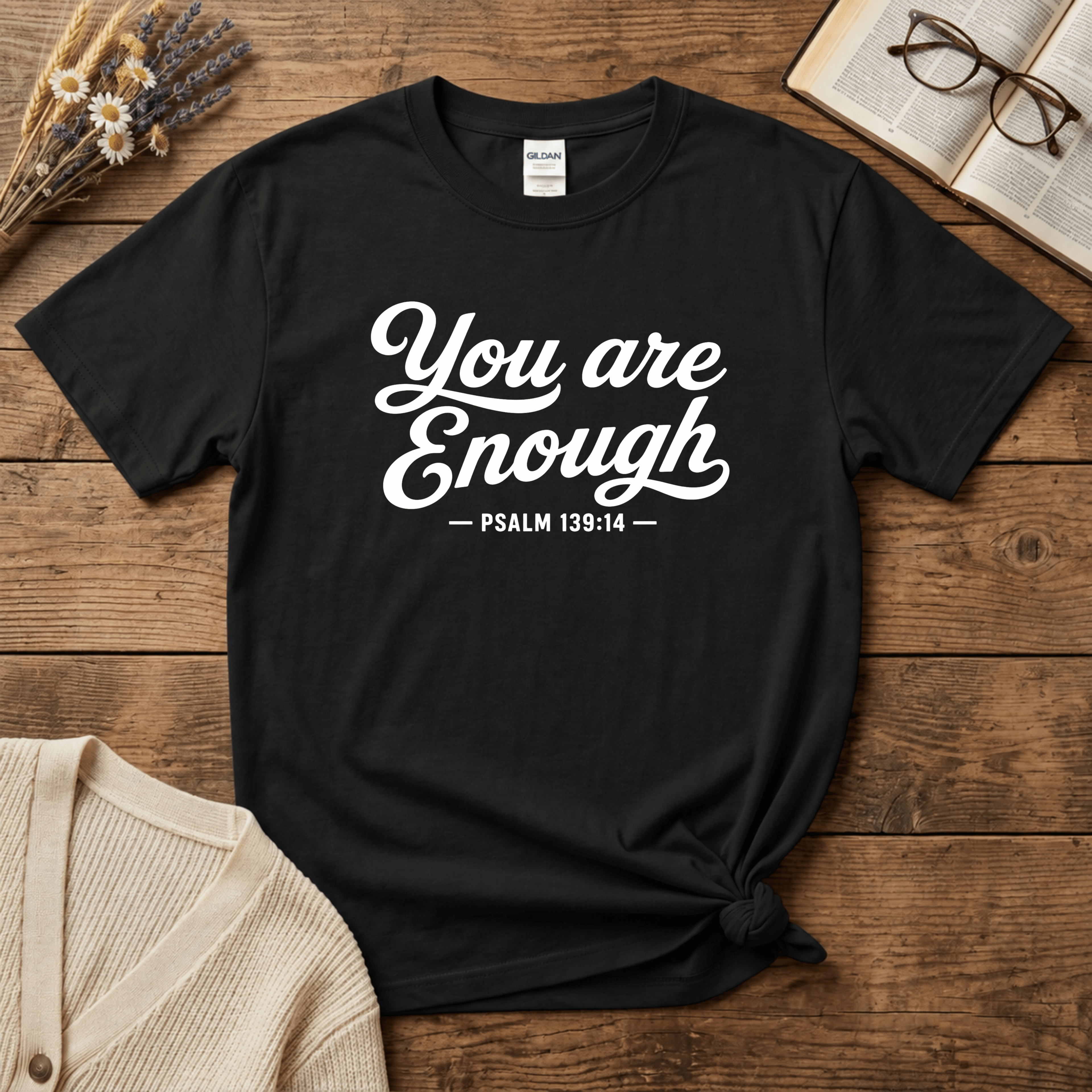 Enough White Text T-Shirt