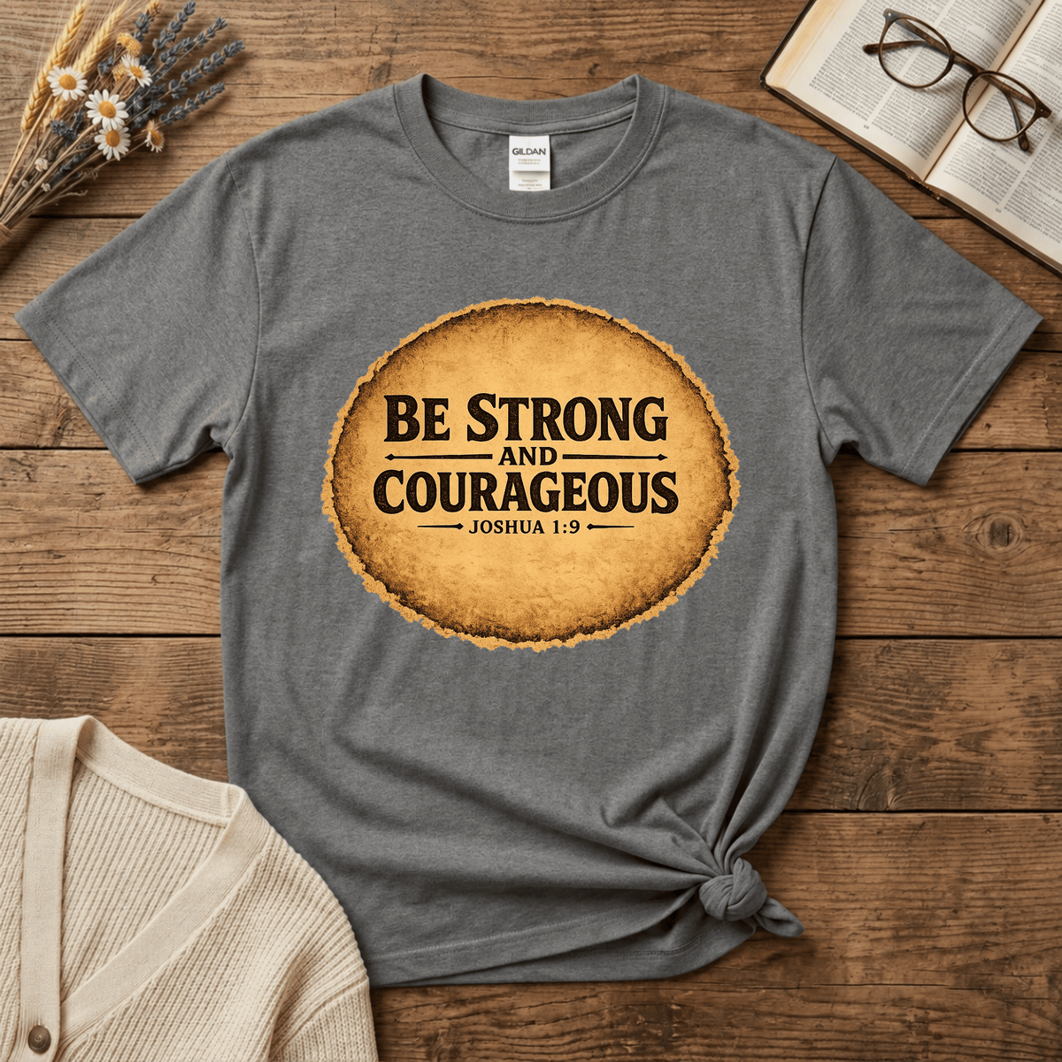 Be Strong and Courageous Vintage Oval T-Shirt