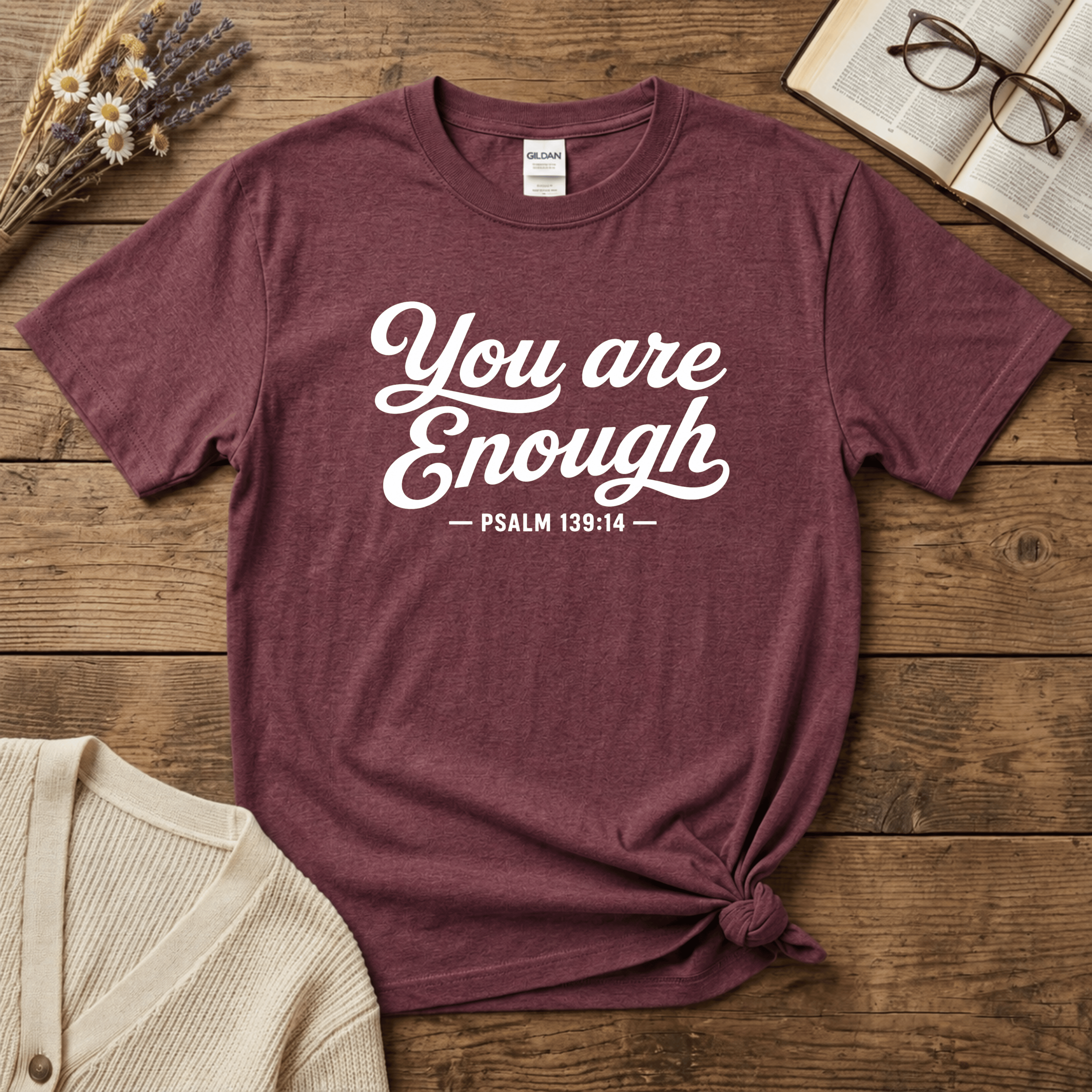 Enough White Text T-Shirt