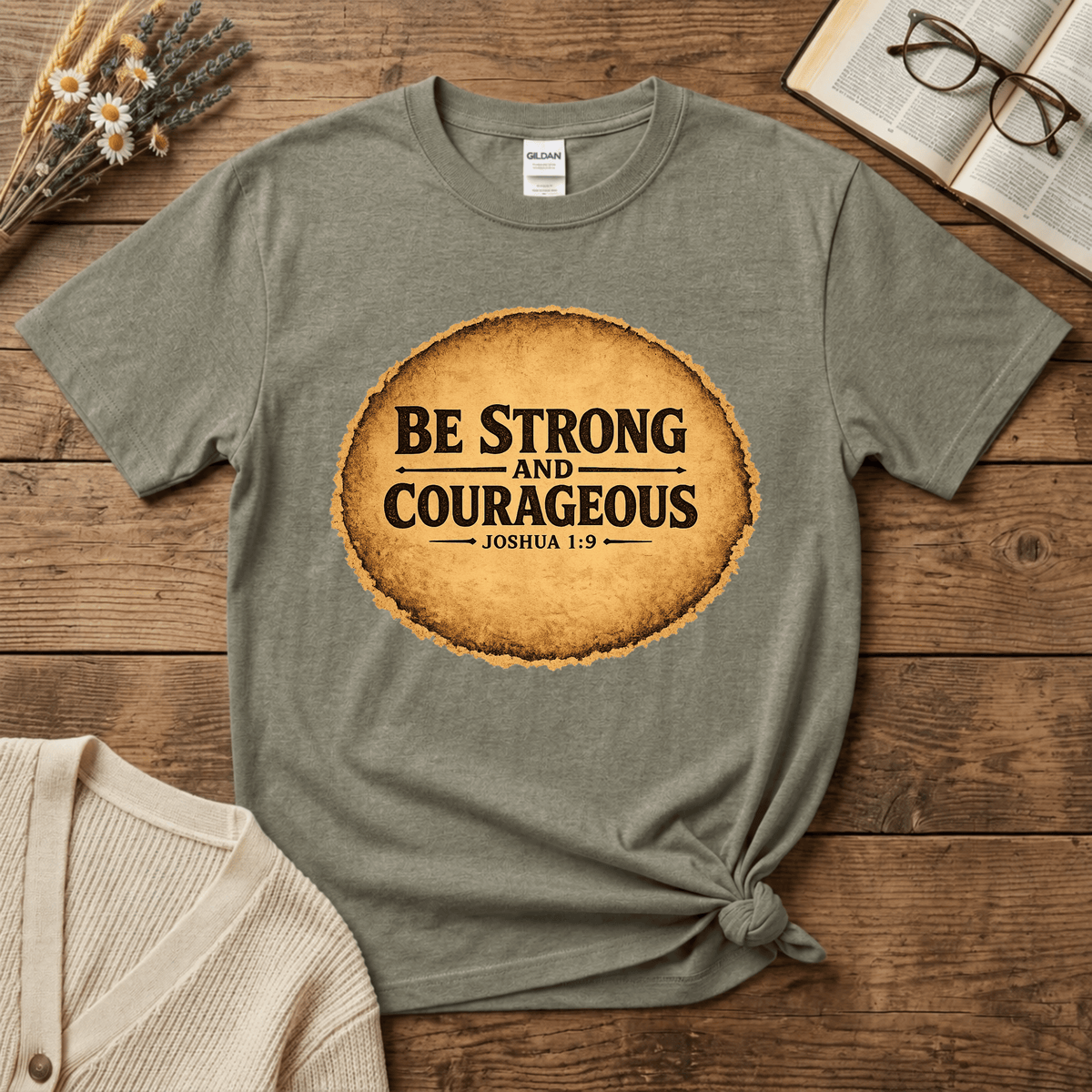 Be Strong and Courageous Vintage Oval T-Shirt