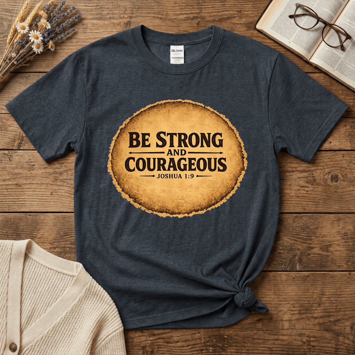 Be Strong and Courageous Vintage Oval T-Shirt