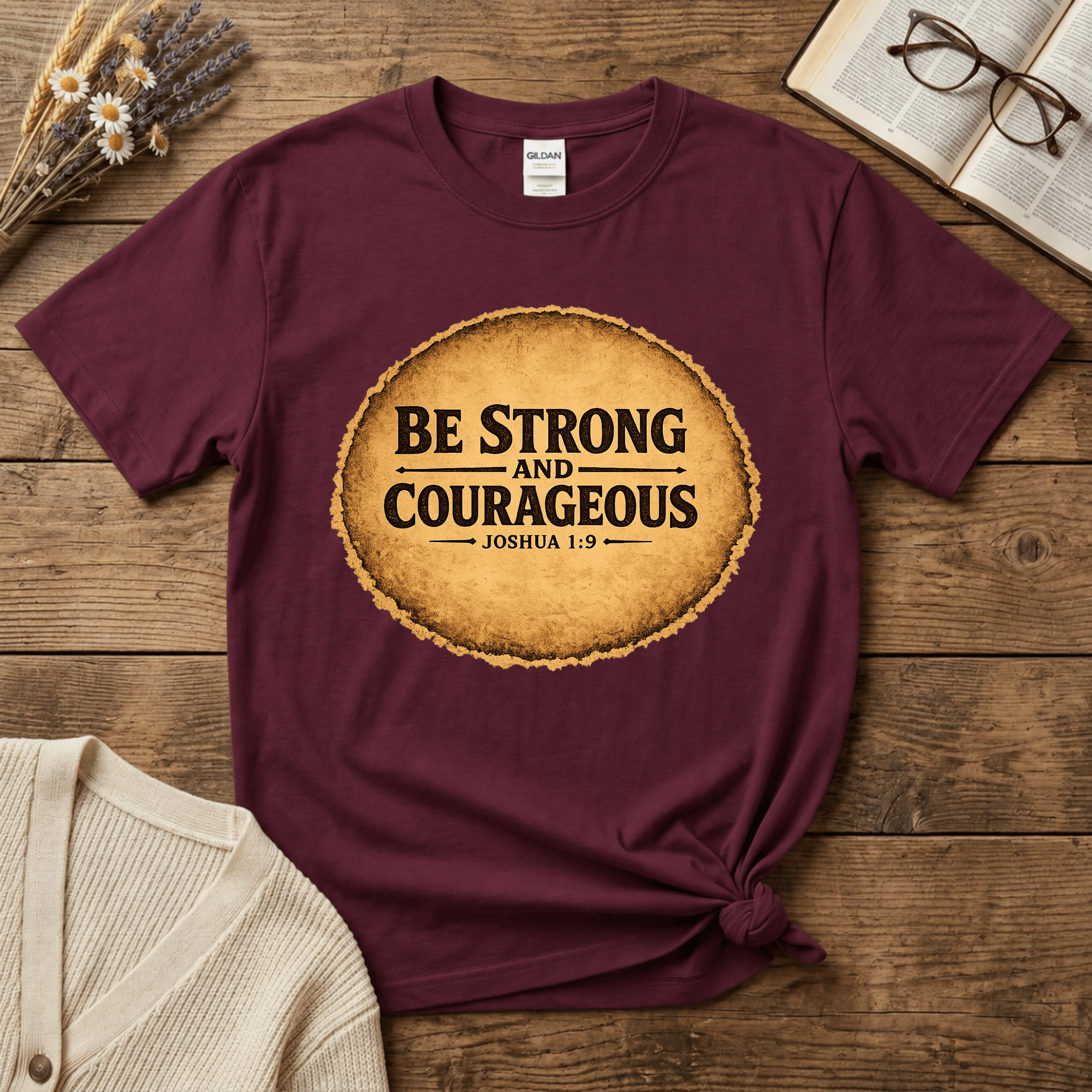 Be Strong and Courageous Vintage Oval T-Shirt