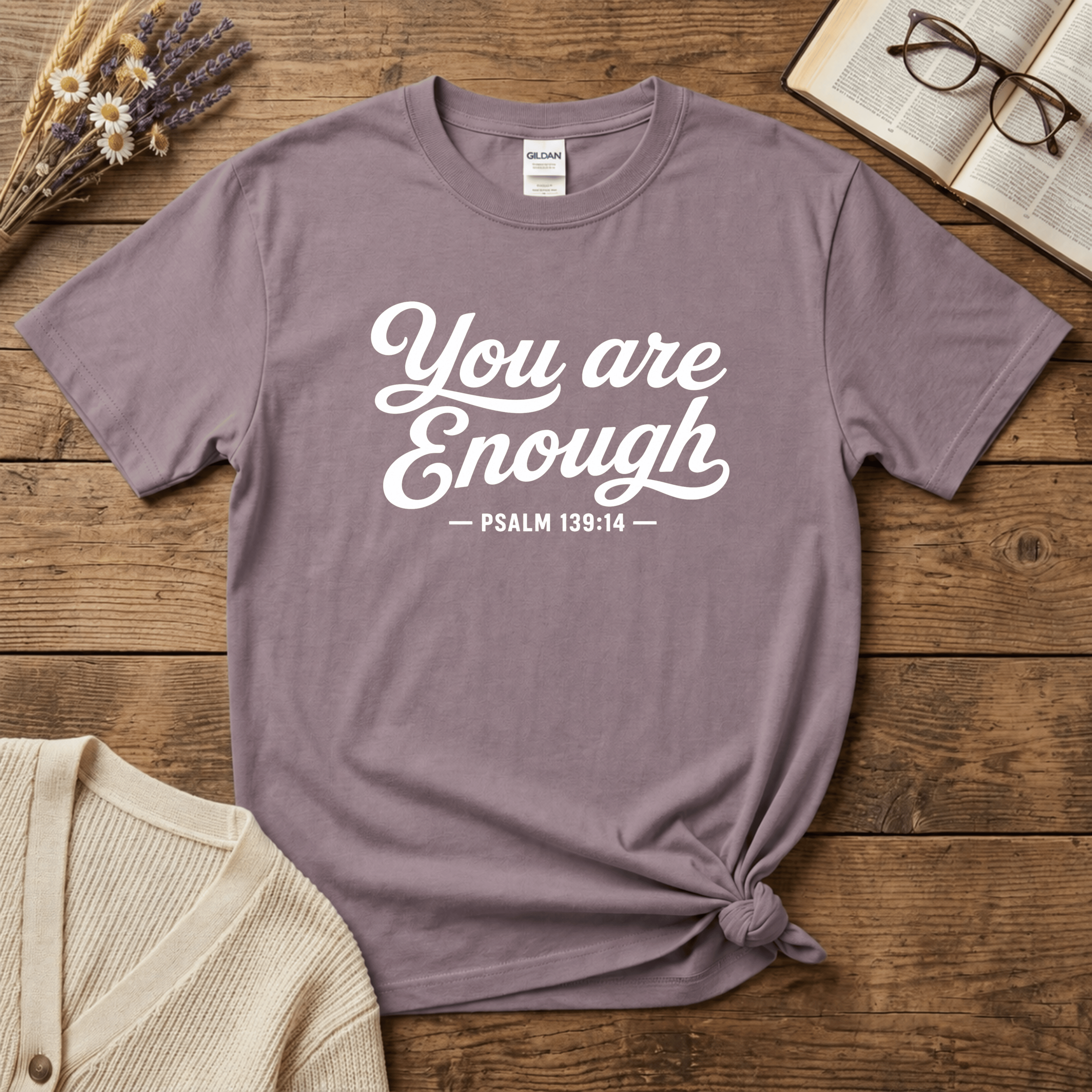 Enough White Text T-Shirt