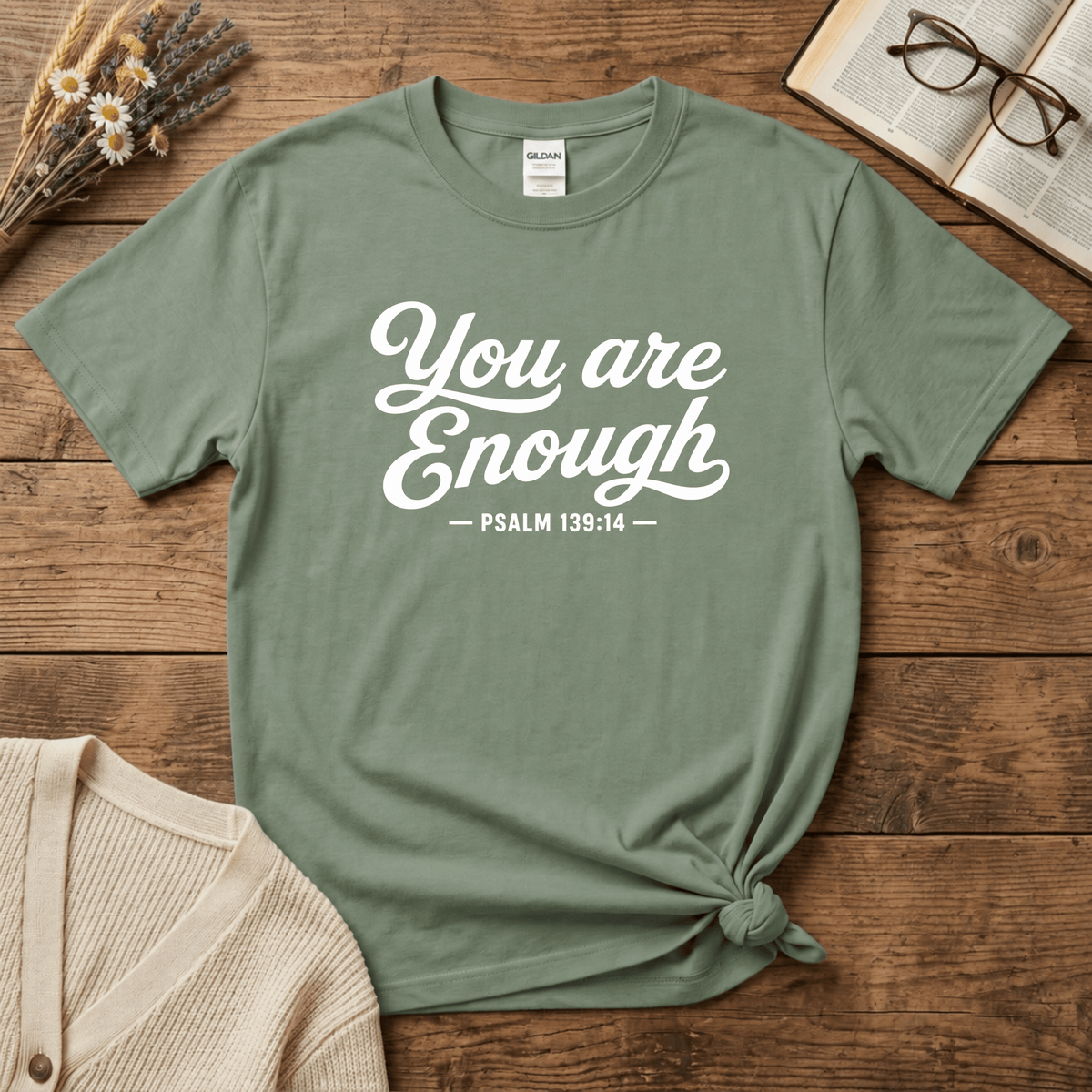 Enough White Text T-Shirt