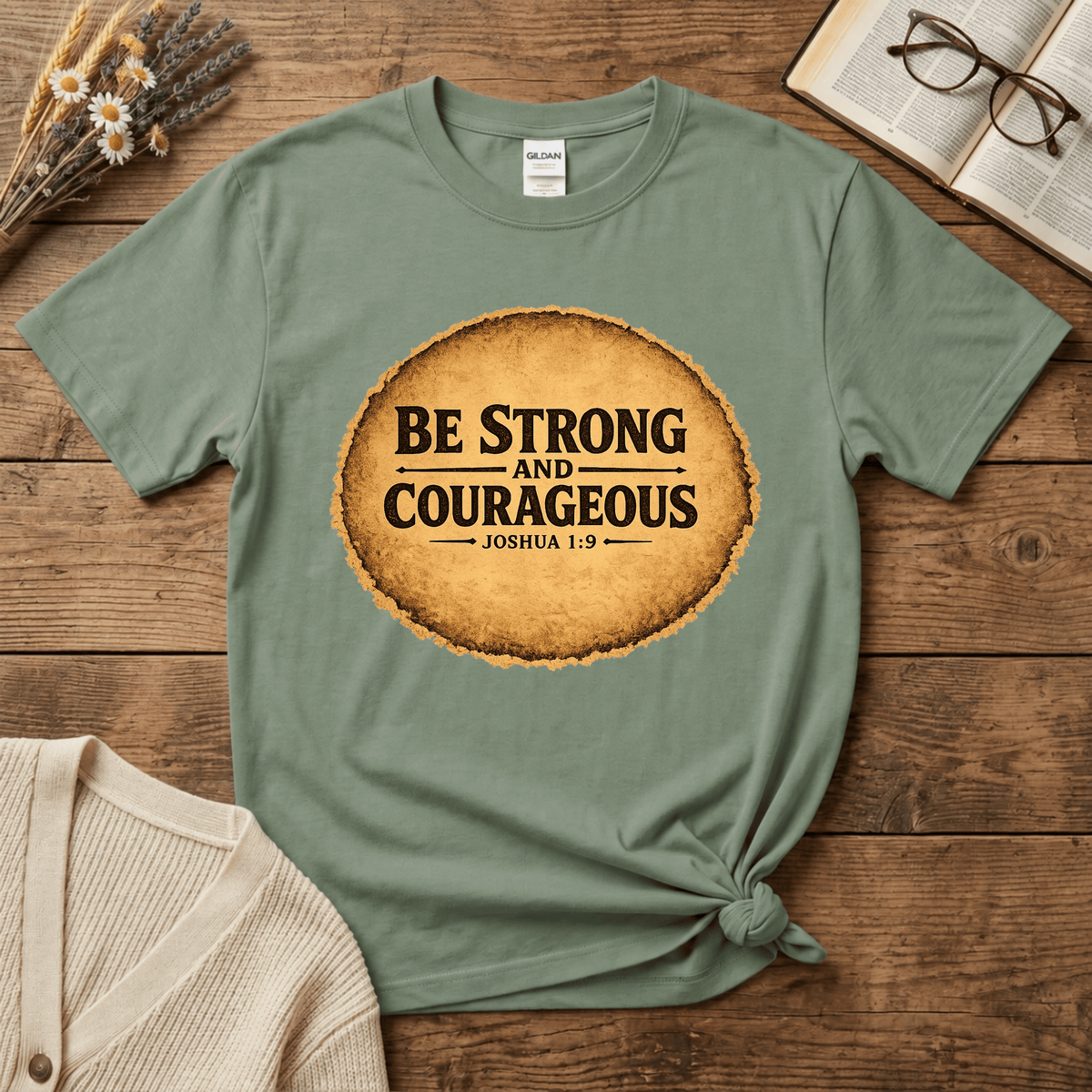 Be Strong and Courageous Vintage Oval T-Shirt