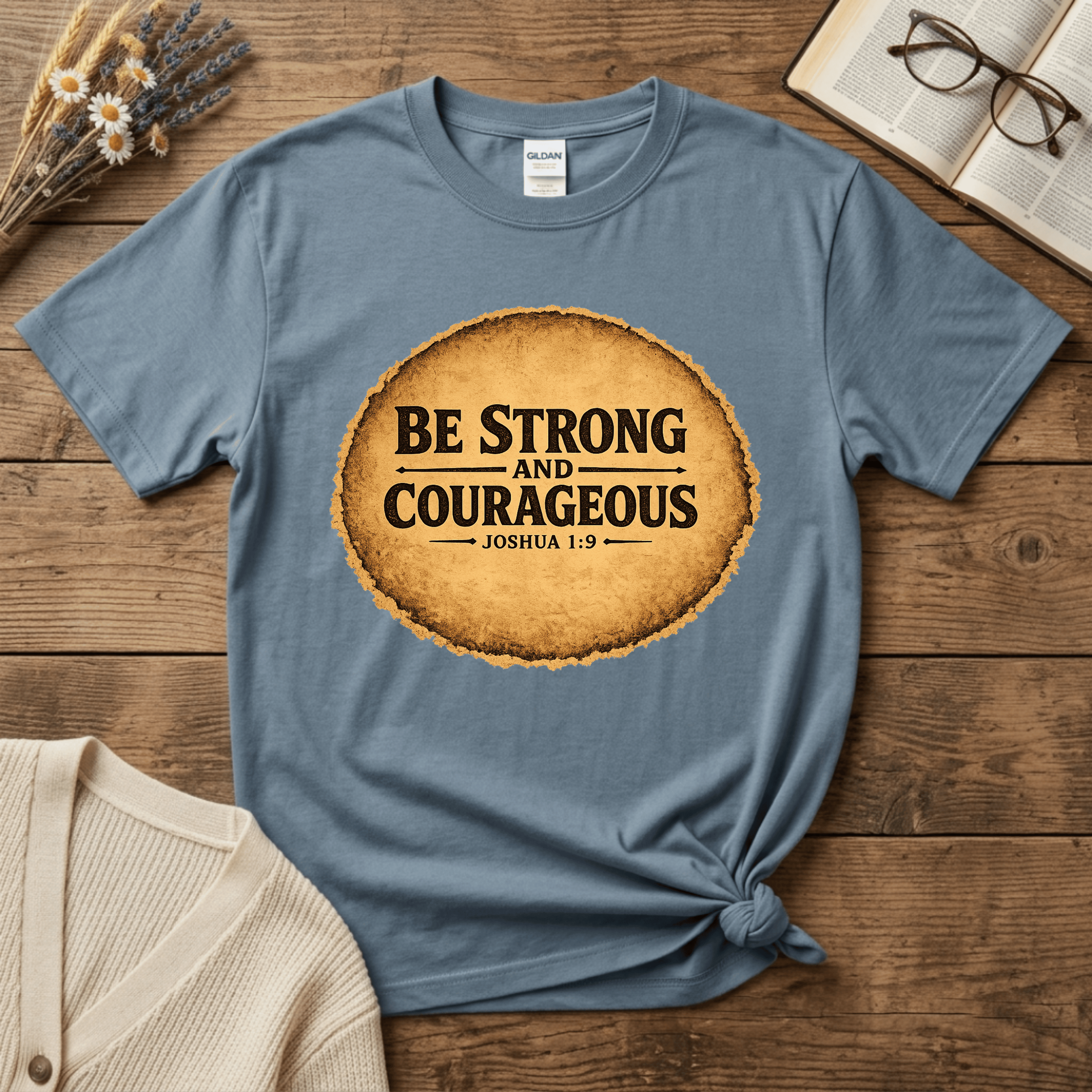 Be Strong and Courageous Vintage Oval T-Shirt