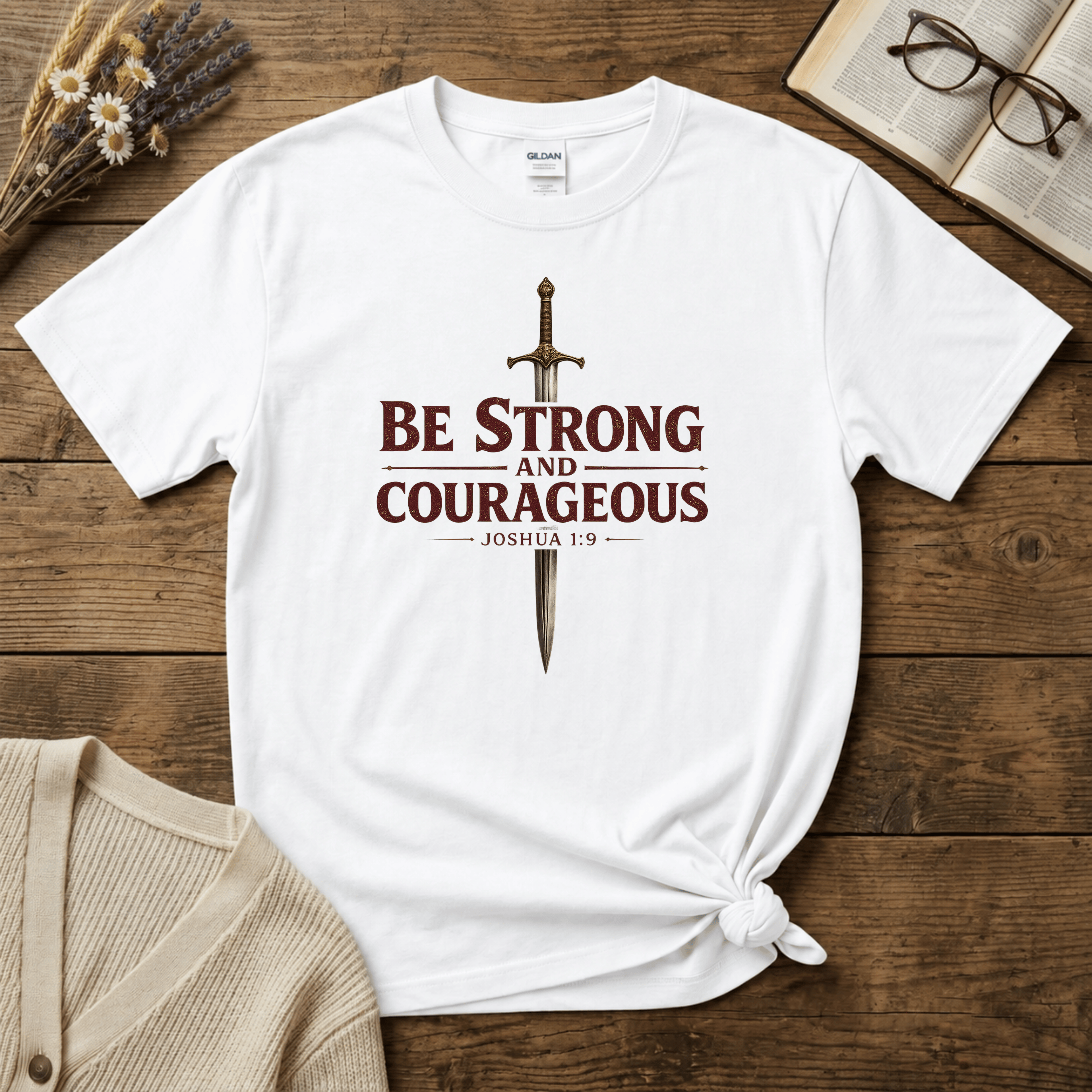 Be Strong and Courageous Sword T-Shirt